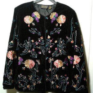 Julia Kin Women's Jacket Black Floral Size: L
